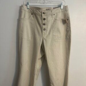 Frye & Co Cream Harper Mid-rise Flare button-fly crop pants, size 18W